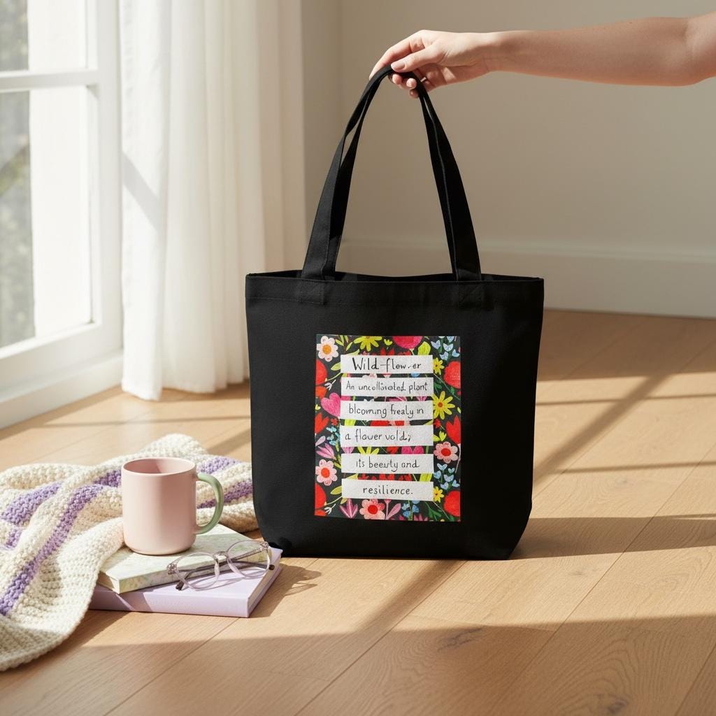 100% Cotton Canvas Tote Bag - Wildflowers Definition