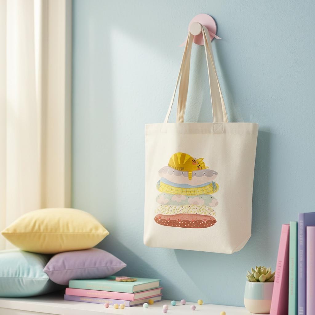 100% Cotton Canvas Tote Bag - Sleepy Cat