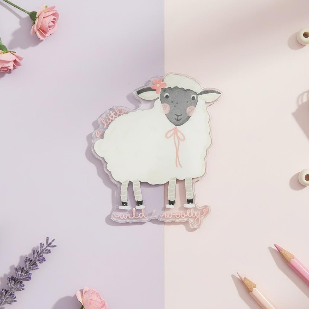 Fridge Magnet: A Little Wild and Woolly Sheep