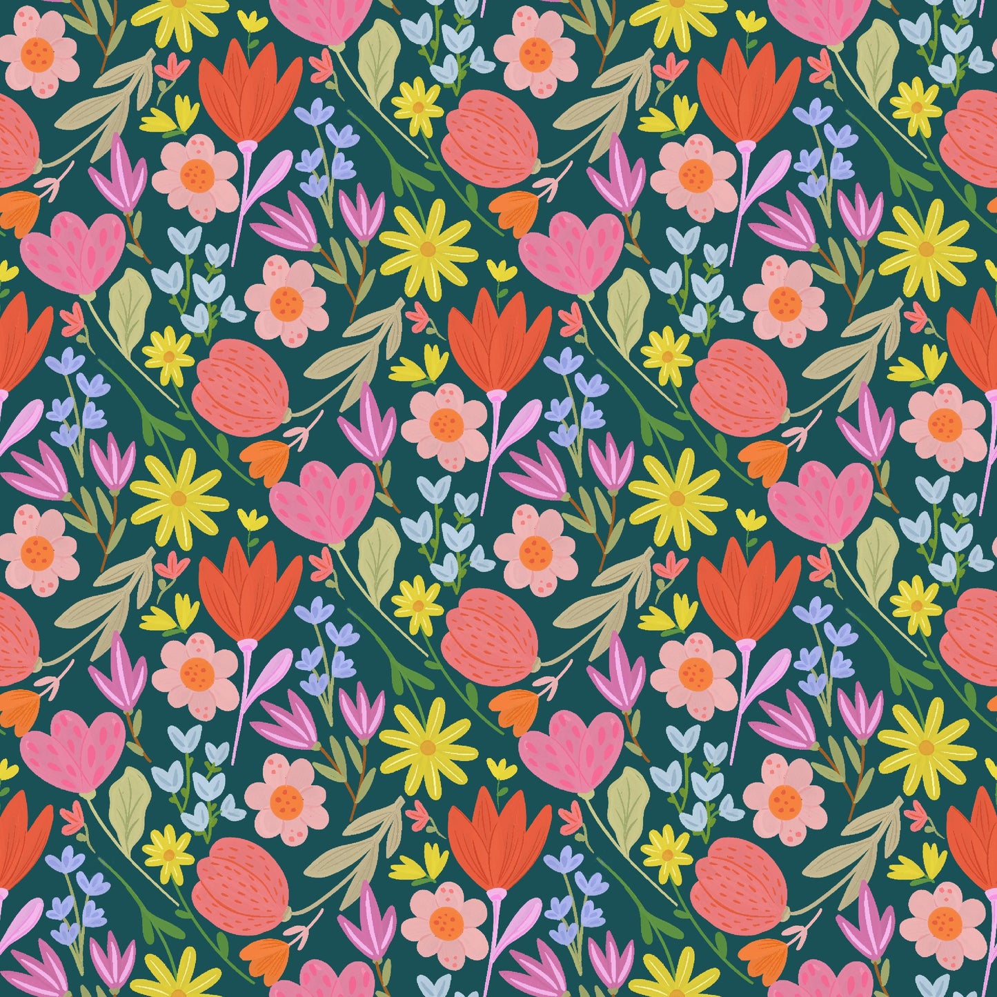 Vibrant Florals Illustrated Gift Wrap