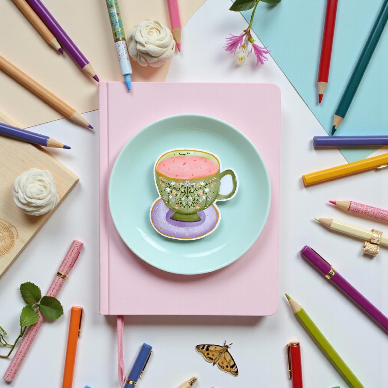 Tea cup Permanent Vinyl Sticker