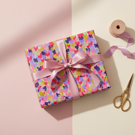 Painted Hearts Illustrated Gift Wrap