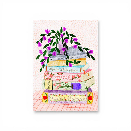 A4 Art Print: Stack of Bookish Books