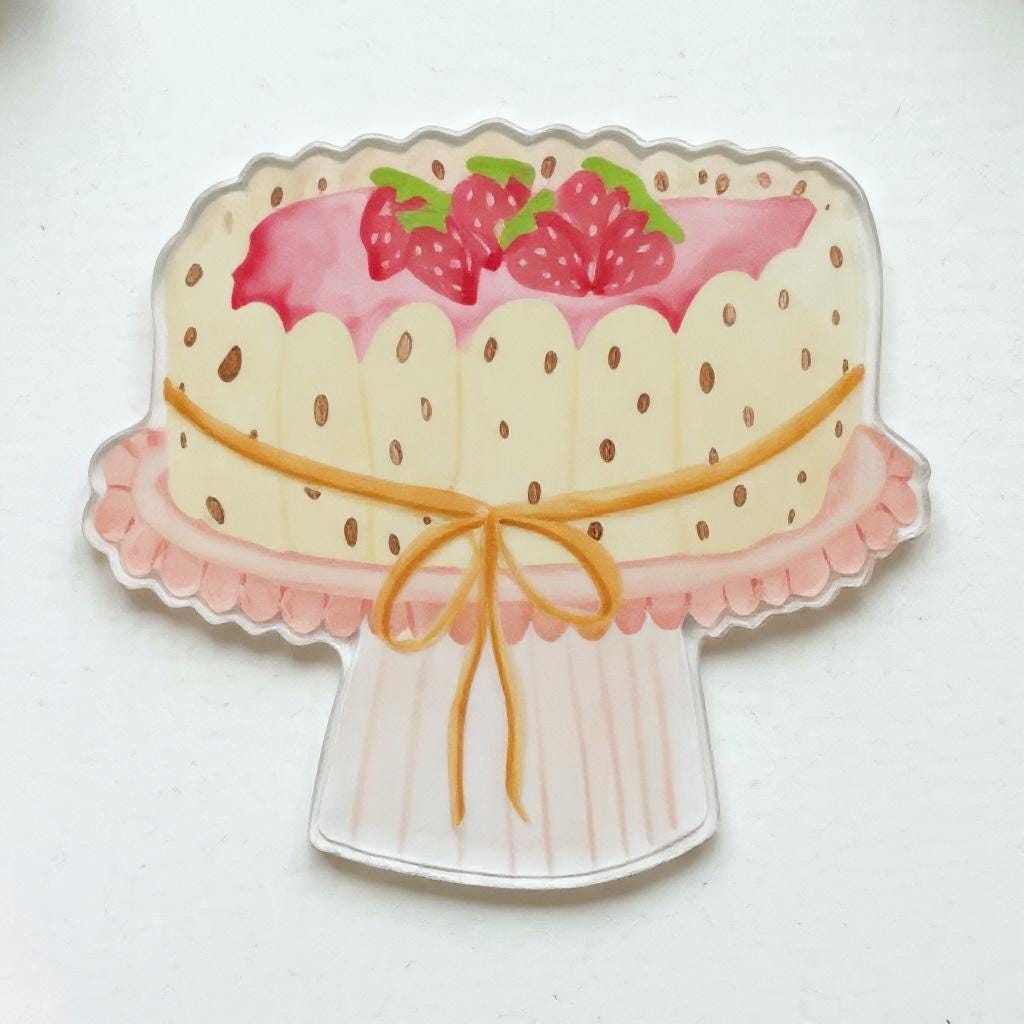 Fridge Magnet: Strawberry Cake