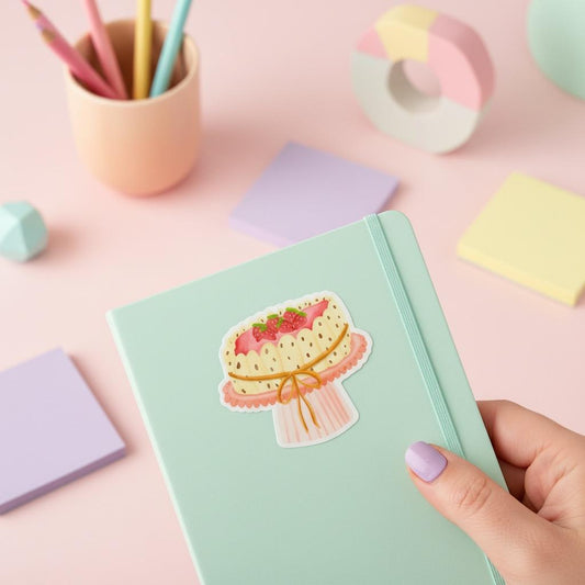 Strawberry Cake Vinyl Sticker: Permanent Decal
