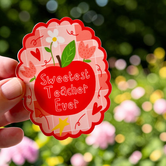 Sweetest Teacher Ever Permanent Vinyl Sticker
