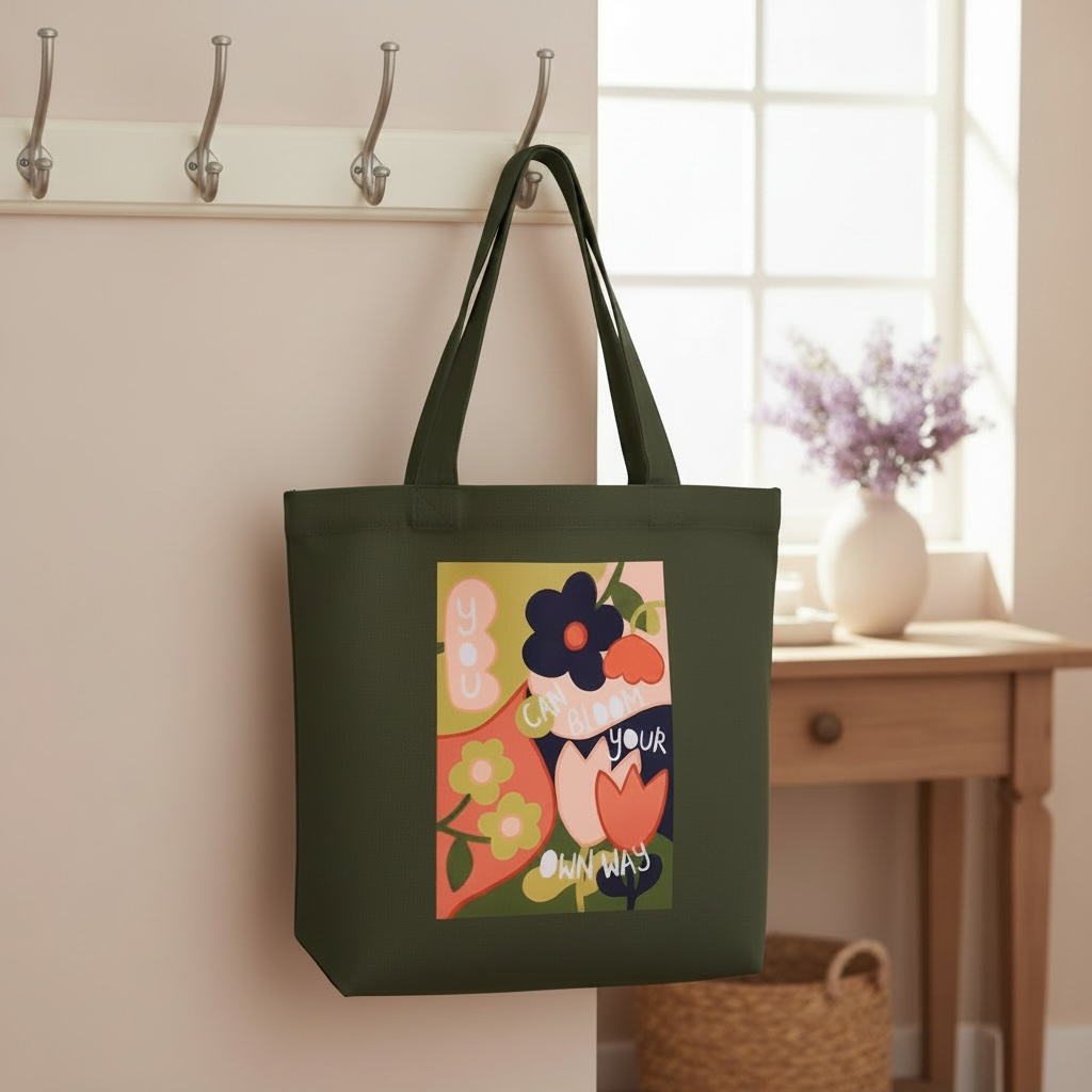 100% Cotton Canvas Tote Bag - Bloom Your Own Way
