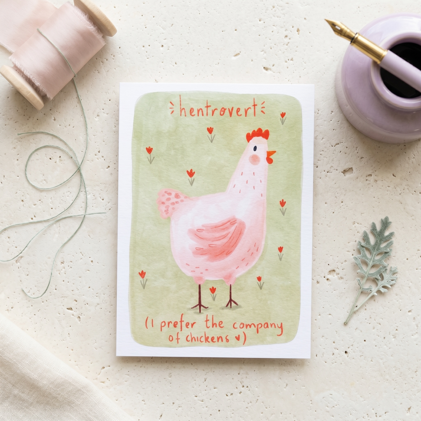 Hentrovert notecard