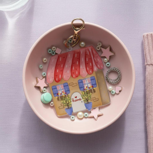 Oversized Illustrated Keyring or Bag Tag - Home