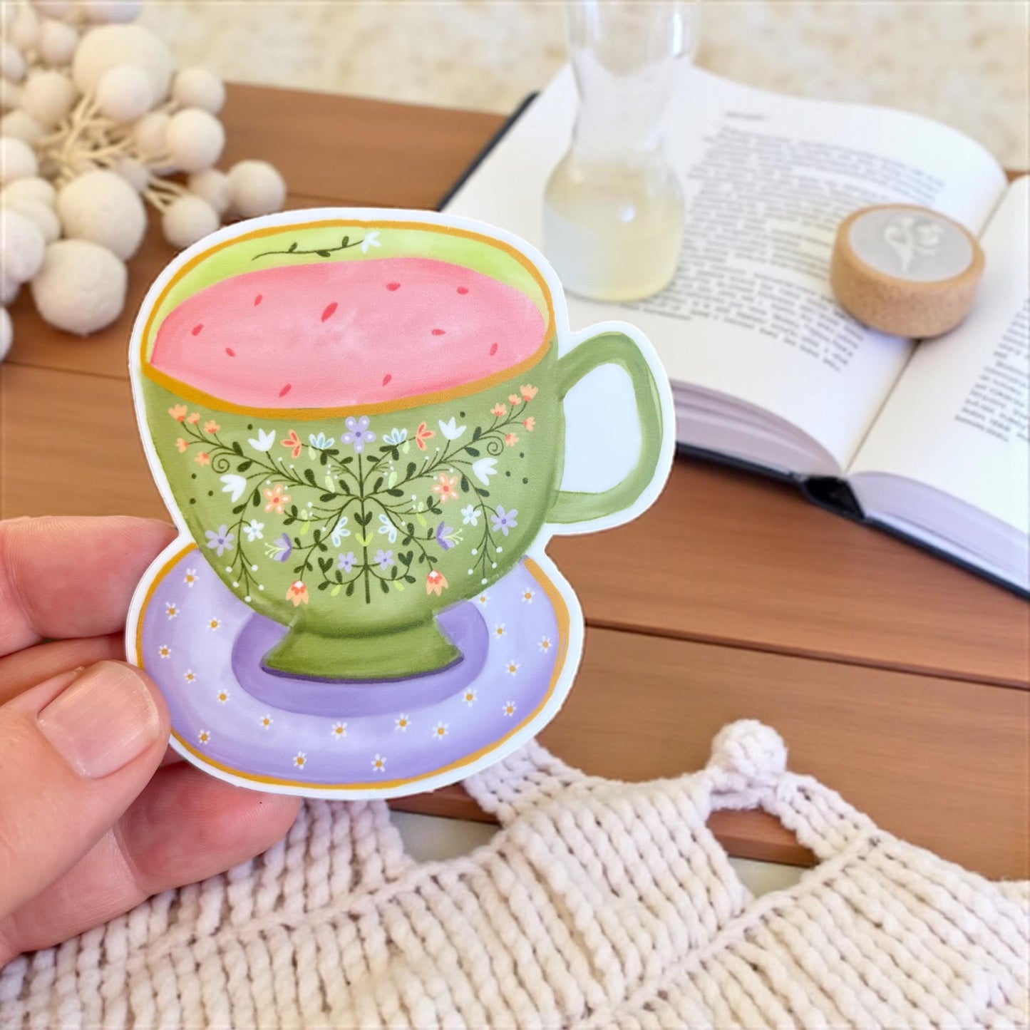 Tea cup Permanent Vinyl Sticker