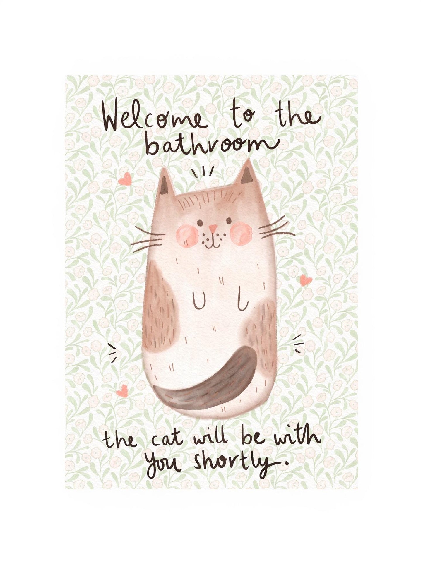 A4 Art Print: Bathroom Cat