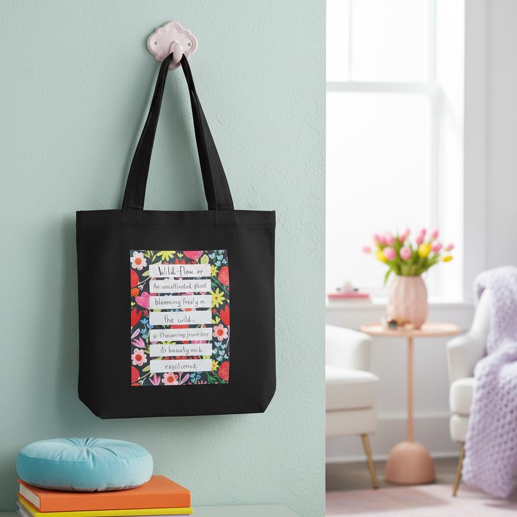 100% Cotton Canvas Tote Bag - Wildflowers Definition