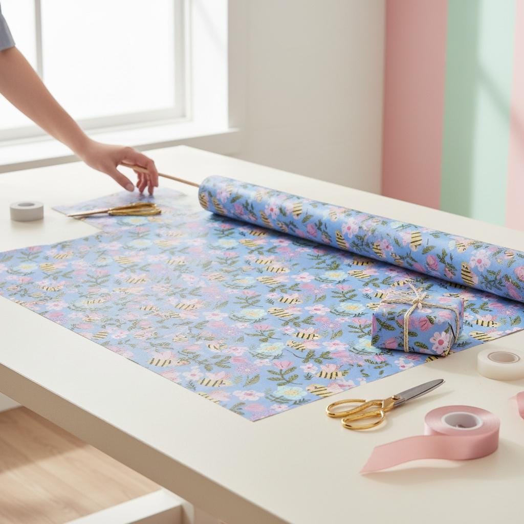 Papercut Flowers Illustrated Gift Wrap