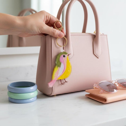 Oversized Illustrated Keyring or Bag Tag - Bird