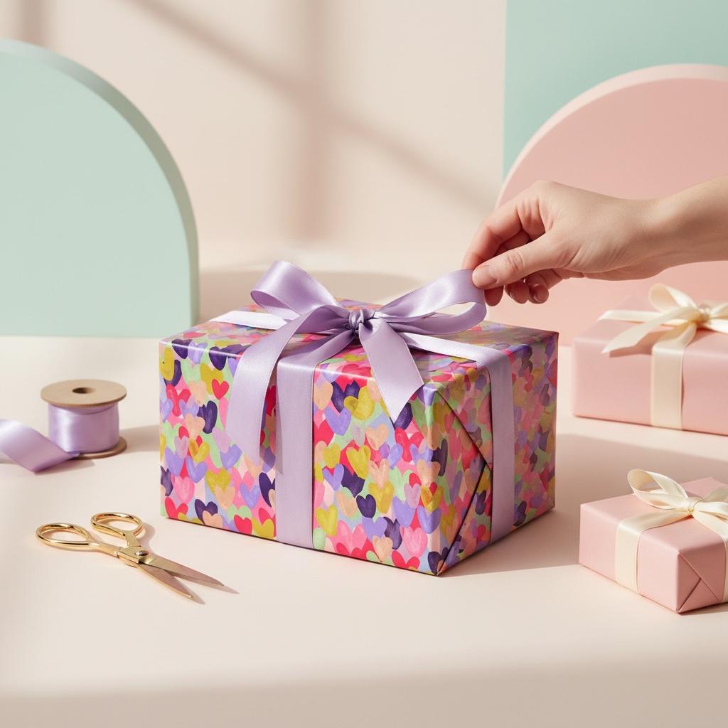 Painted Hearts Illustrated Gift Wrap