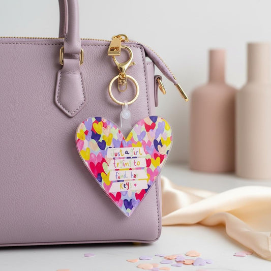 Oversized Illustrated Keyring or Bag Tag - Just a Girl Trying to Find Her Keys