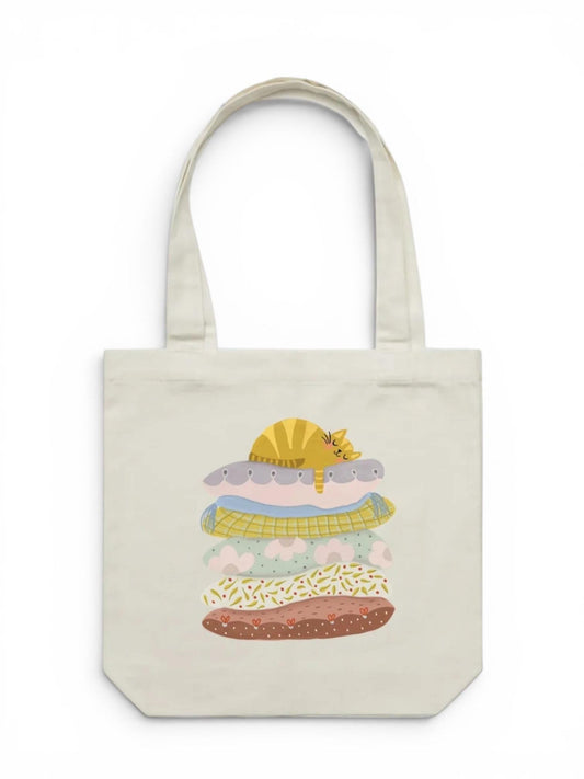 100% Cotton Canvas Tote Bag - Sleepy Cat