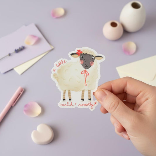 A Little Wild and Woolly Sheep Permanent Vinyl Sticker