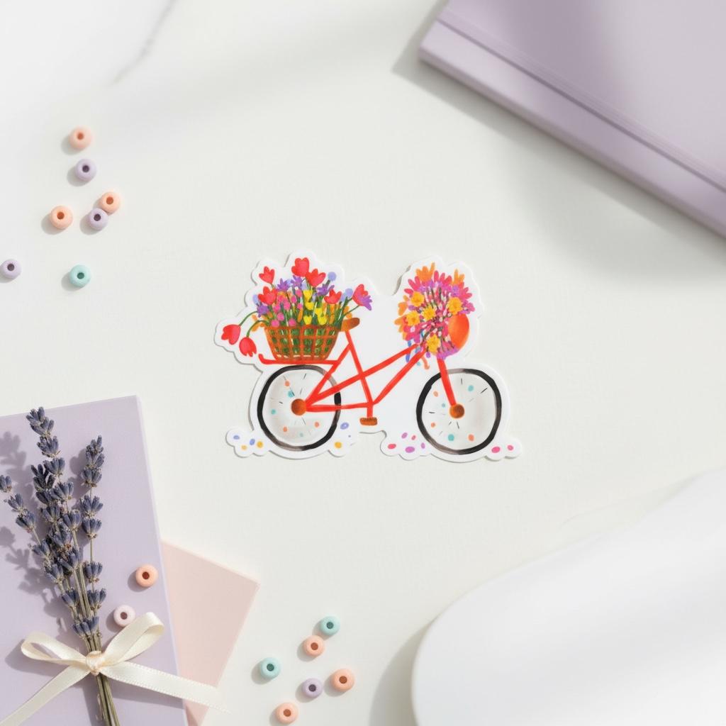Flower Bicycle Permanent Vinyl Sticker