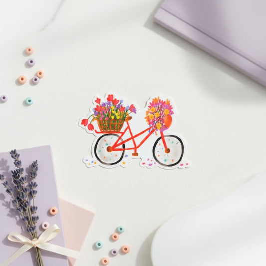 Flower Bicycle Permanent Vinyl Sticker