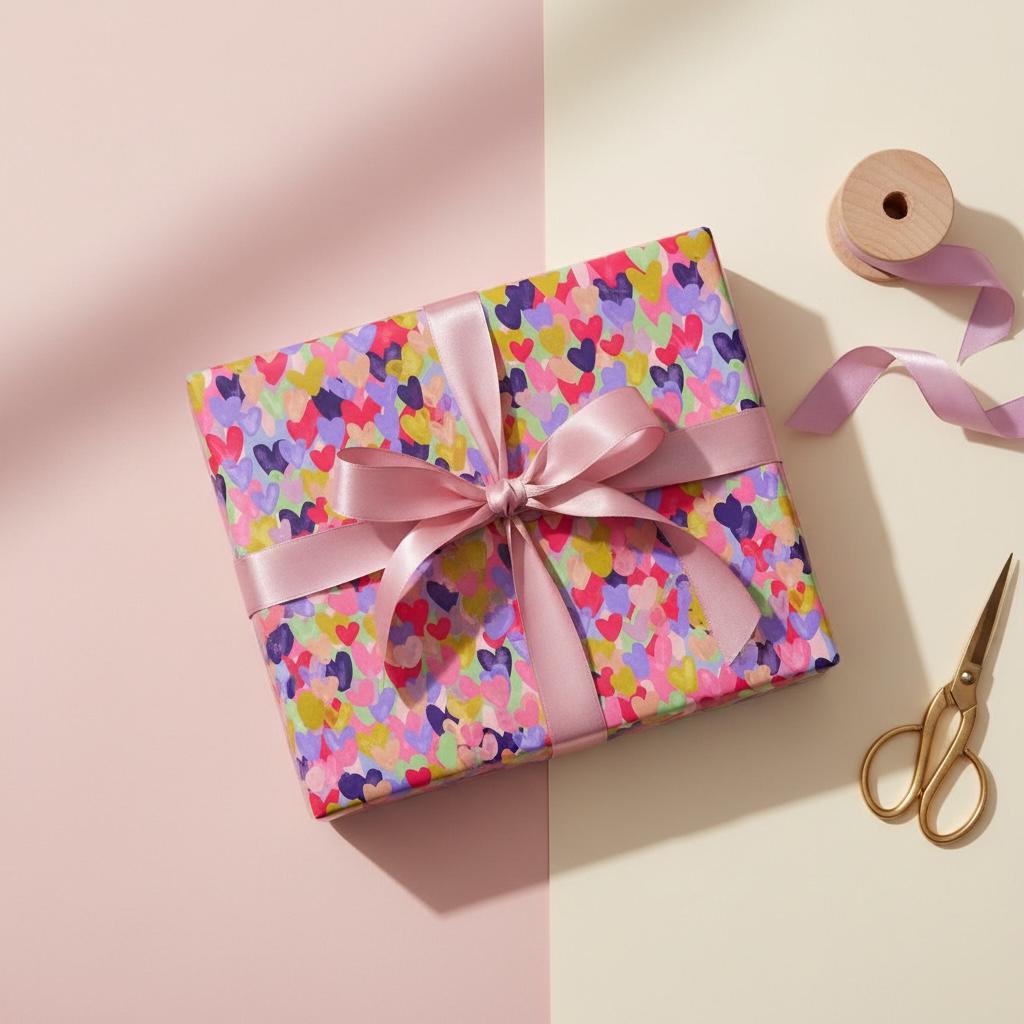 Painted Hearts Illustrated Gift Wrap