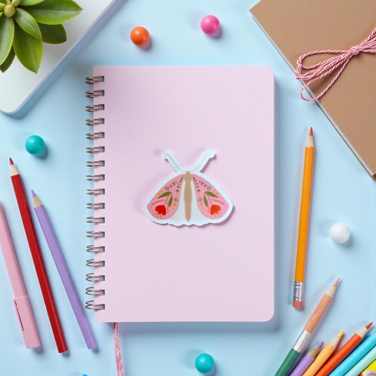 Pink Moth Permanent Vinyl Sticker