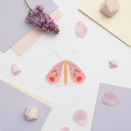 Pink Moth Permanent Vinyl Sticker