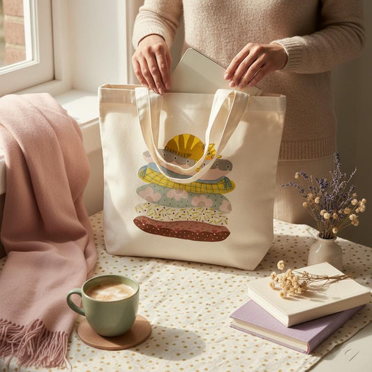 100% Cotton Canvas Tote Bag - Sleepy Cat
