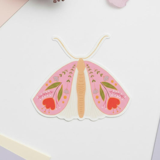 Pink Moth Permanent Vinyl Sticker
