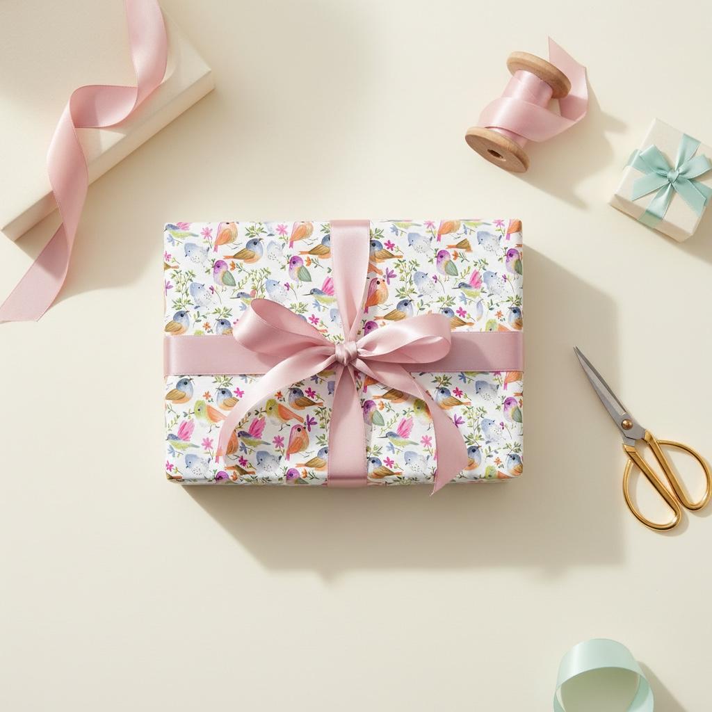 Birds and Branches Illustrated Gift Wrap