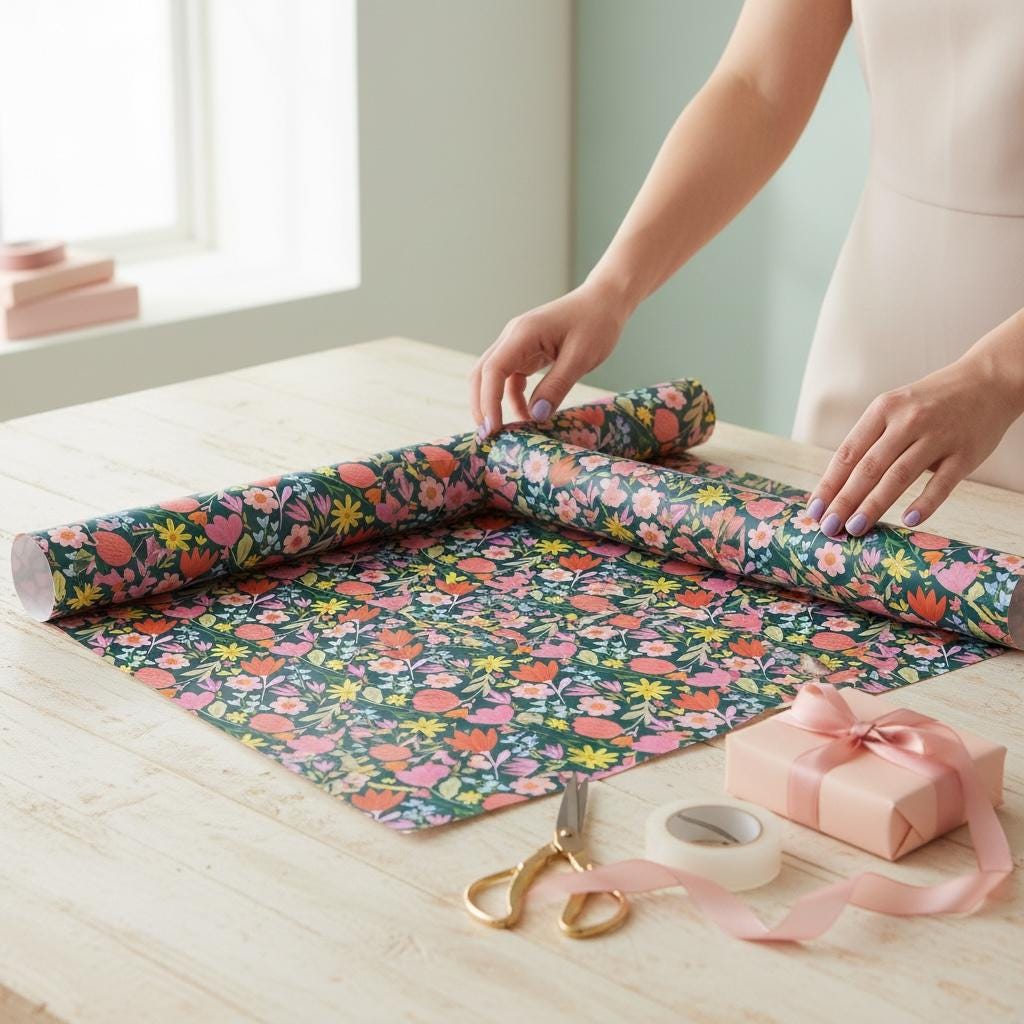 Vibrant Florals Illustrated Gift Wrap