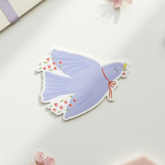 Dove Illustration Vinyl Sticker: Permanent, Scratch-Resistant Decal