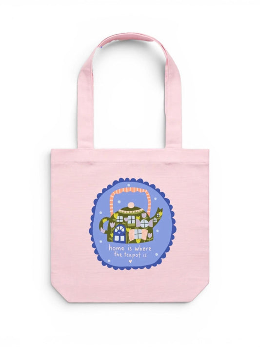 100% Cotton Canvas Tote Bag - Teapot Illustration