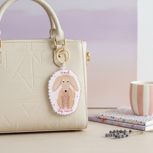Oversized Illustrated Keyring or Bag Tag - Proud Dog Mum