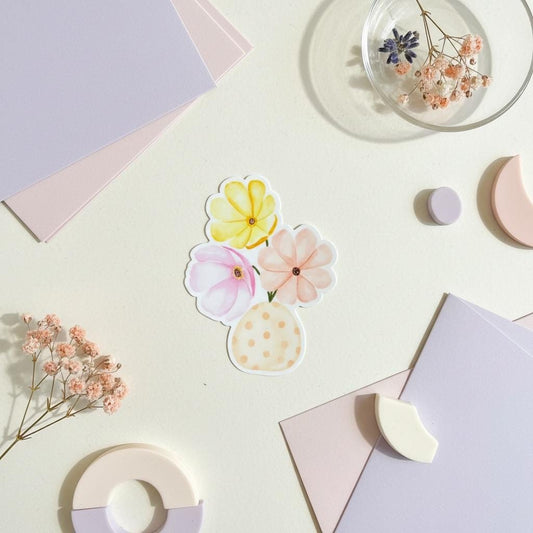 Flower Vase Permanent Vinyl Sticker