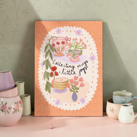 A4 Art Print: Collecting Mugs and Little Joys