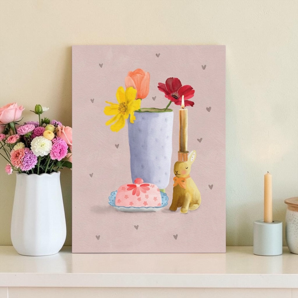 A4 Art Print: Candlestick and Butterdish