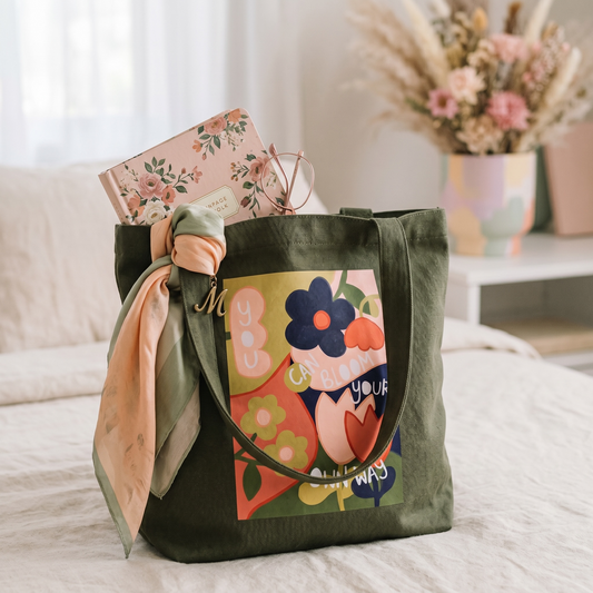 100% Cotton Canvas Tote Bag - Bloom Your Own Way