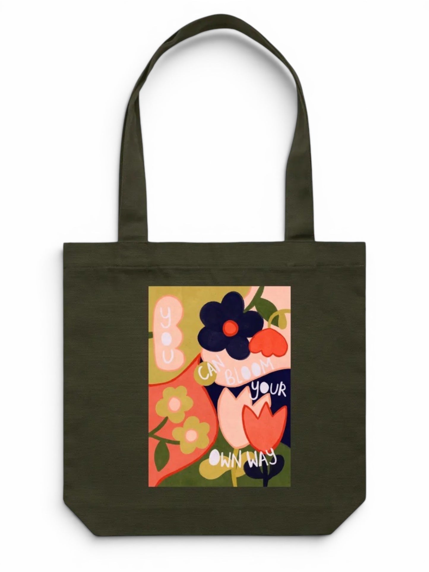 100% Cotton Canvas Tote Bag - Bloom Your Own Way