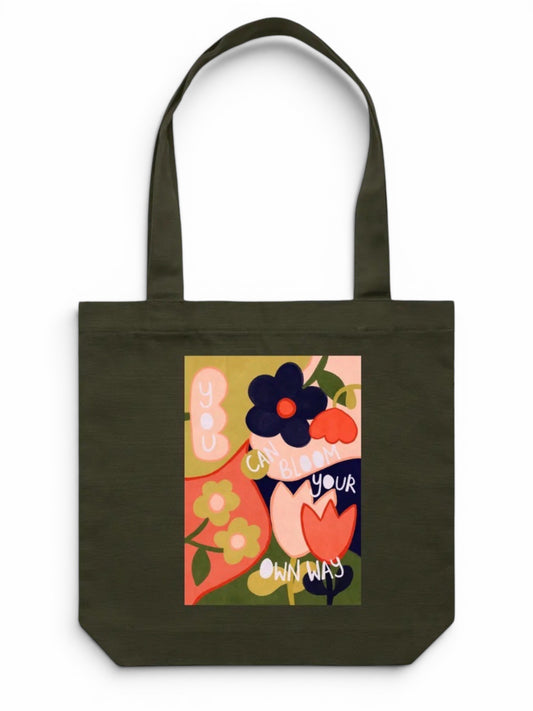 100% Cotton Canvas Tote Bag - Bloom Your Own Way