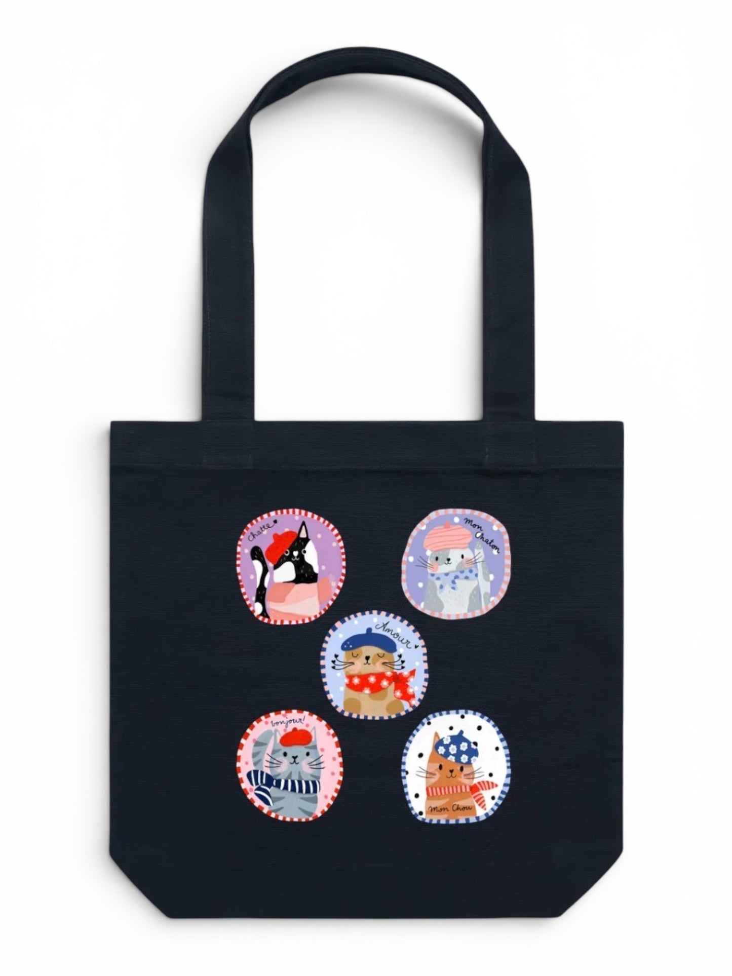 100% Cotton Canvas Tote Bag - Parisian Cats