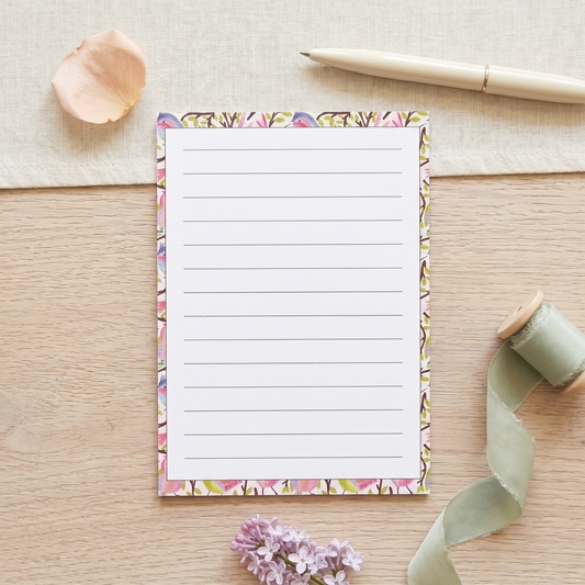 A5 Lined Keepsake Card: Birds and Branches Pattern
