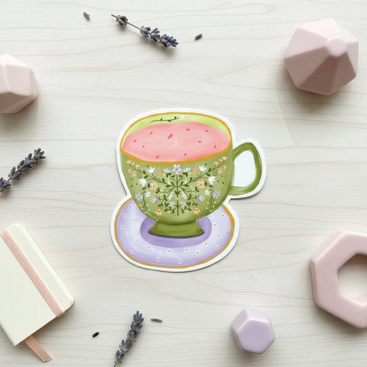 Tea cup Permanent Vinyl Sticker