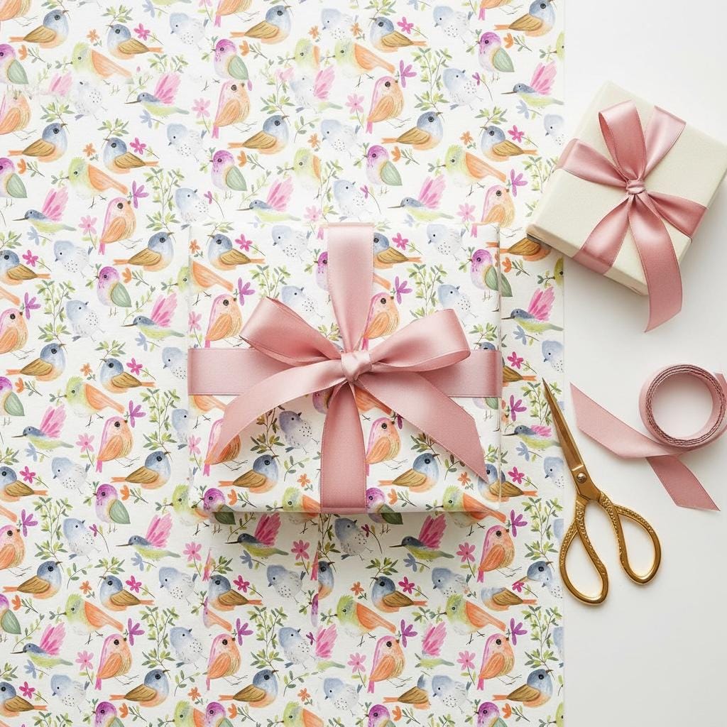 Birds and Branches Illustrated Gift Wrap