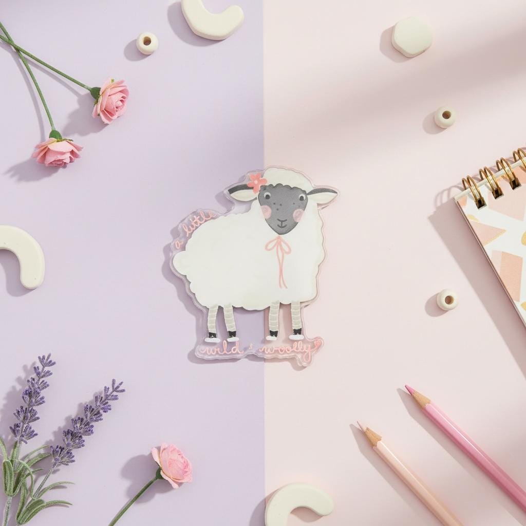 Fridge Magnet: A Little Wild and Woolly Sheep