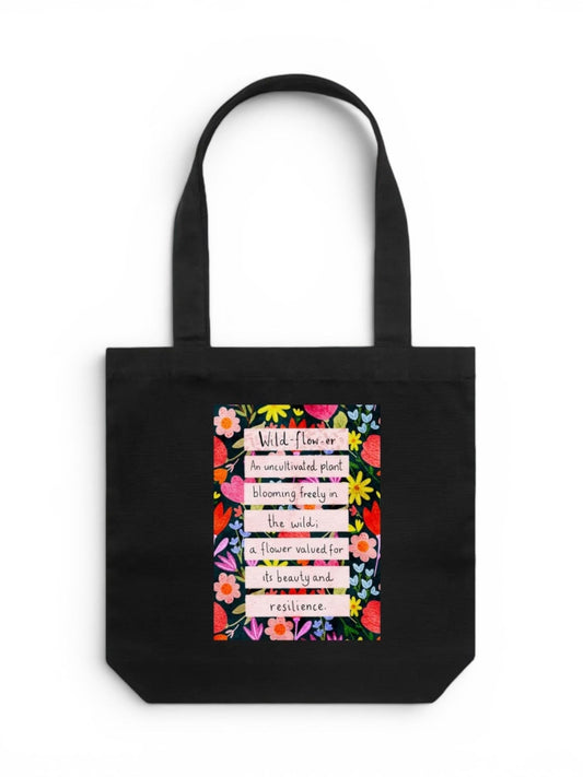 100% Cotton Canvas Tote Bag - Wildflowers Definition