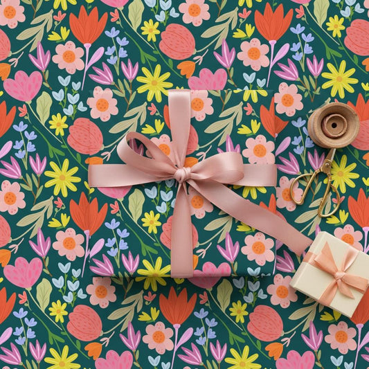 Vibrant Florals Illustrated Gift Wrap