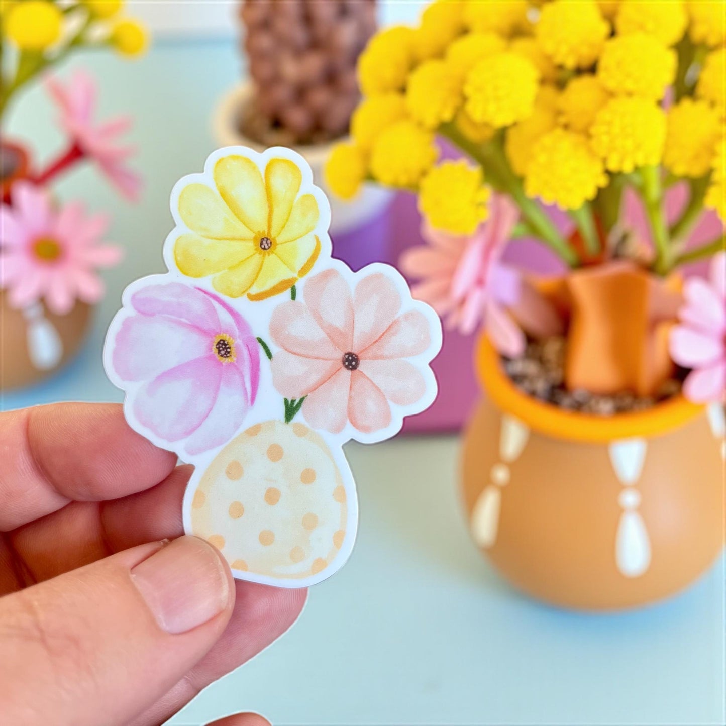 Flower Vase Permanent Vinyl Sticker