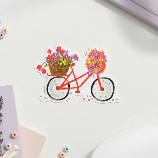 Flower Bicycle Permanent Vinyl Sticker