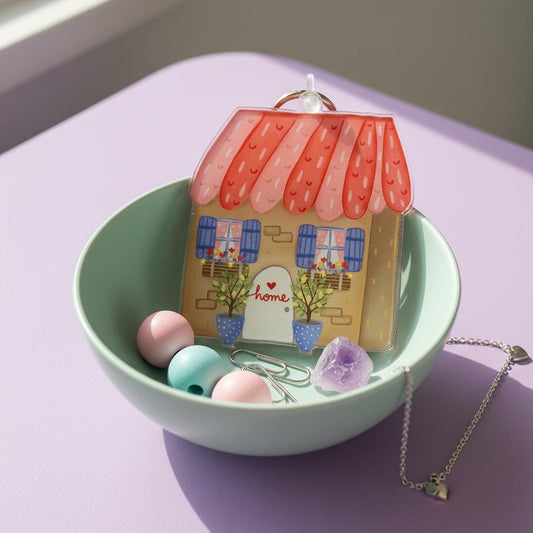 Oversized Illustrated Keyring or Bag Tag - Home